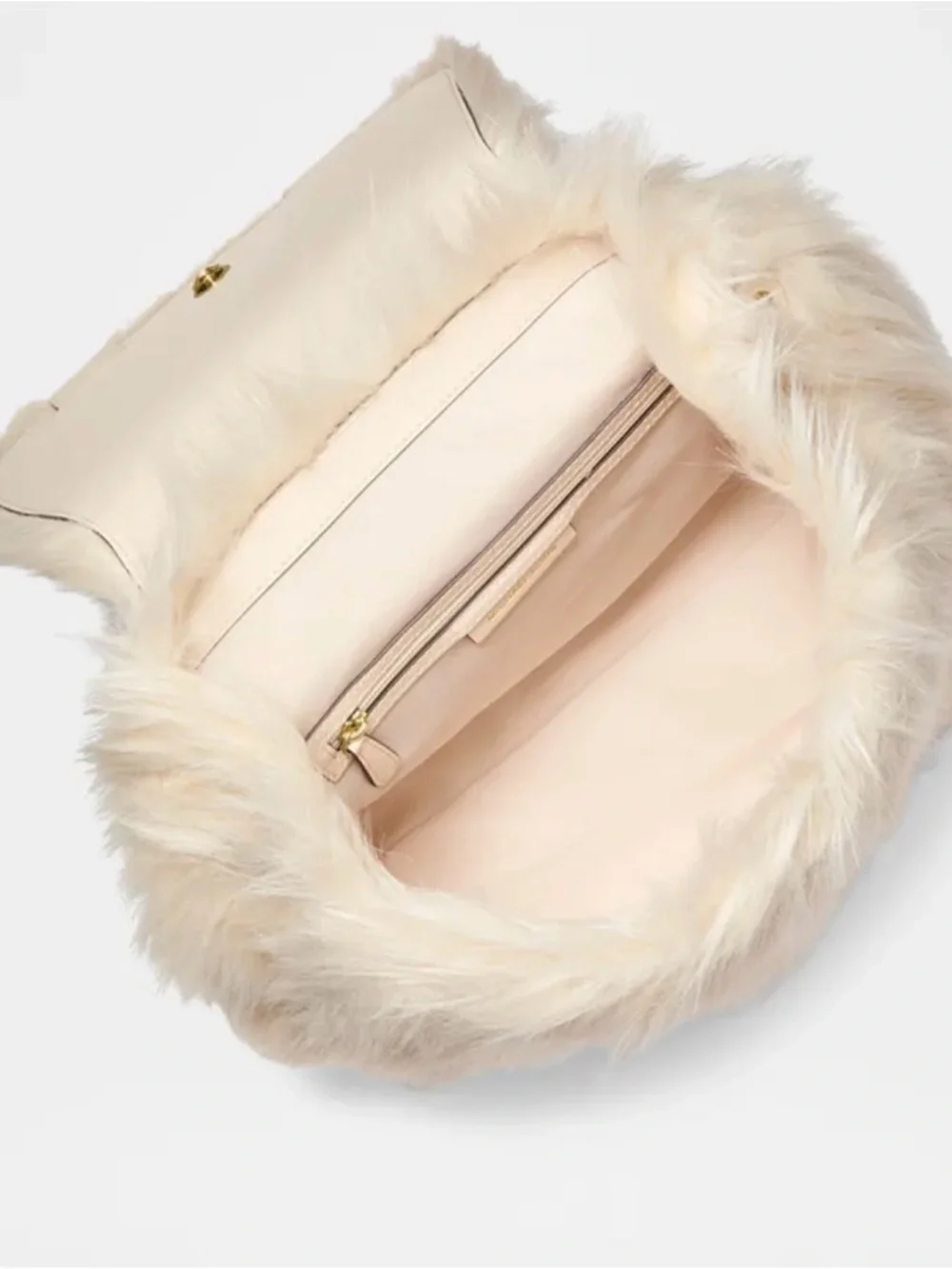 New With Tags MICHAEL KORS Quinn Medium Flap Faux Fur Backpack Natural AUTHENTIC - Picture 2 of 11